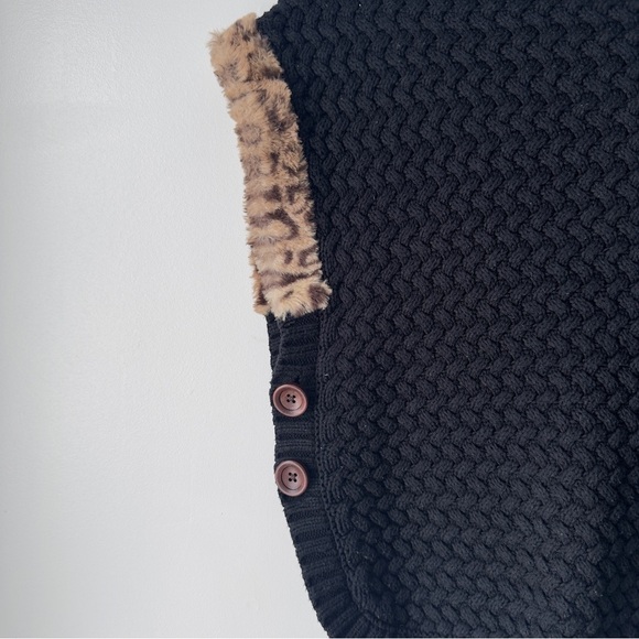 Aspen Kids Black Knit vest with Leopard Accents - Picture 3 of 8